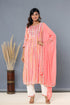 Rosy Graceful Pink Nayra Cut Kurta Set