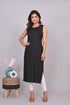 Women Solid Pure Cotton A-Line Kurta  (Black)