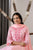 Rose Pink Embroidered Block Print Cotton Kurta Set