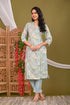 Royal Turquoise Floral Kurta Set